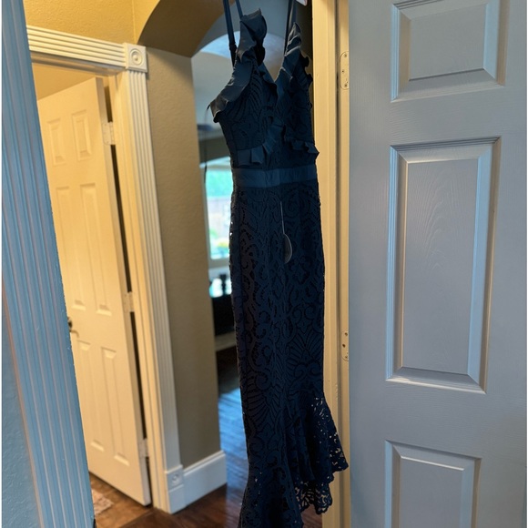 Beautiful dress NWT  - steel blue lace. - lined, high quality, never worn - Picture 2 of 3